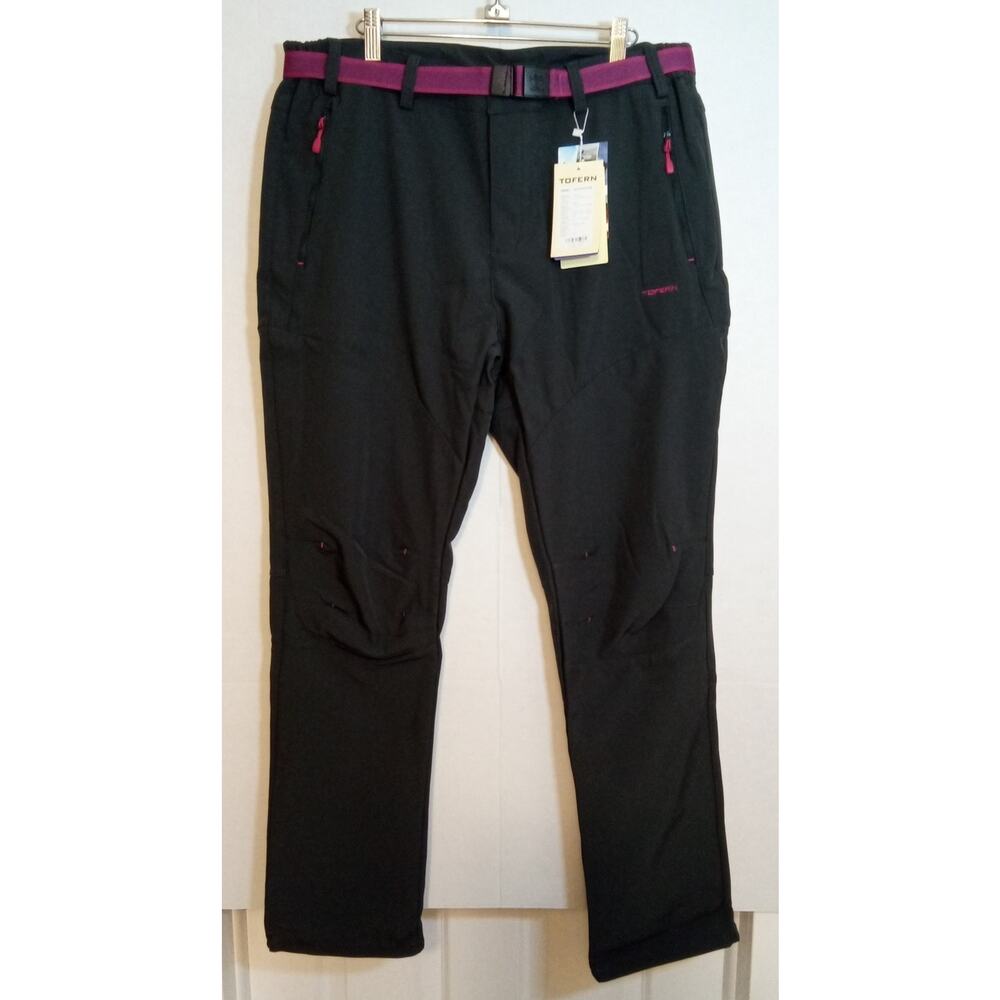 Tofern Womens Softshell Pants Winter Warm Breathable Water & Wind Proof Gray 2XL
